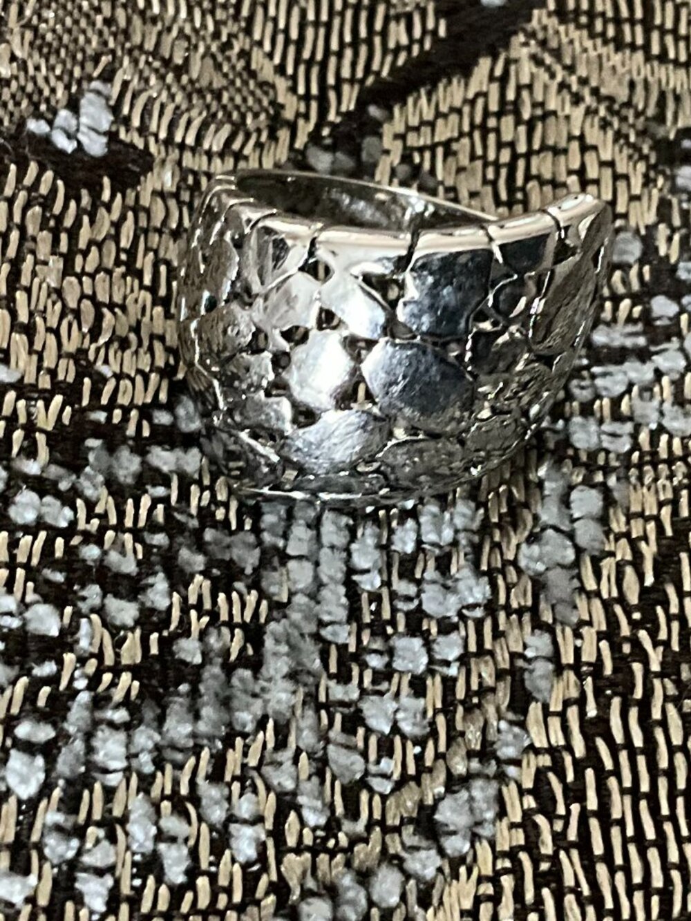 Park Lane Silver Tone Hammered Bubble Statement Ring Size 6
